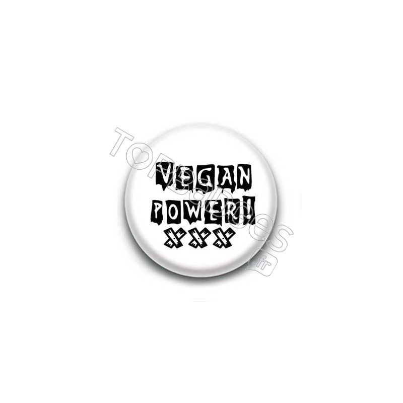Badge Vegan Power Sur Fond Blanc