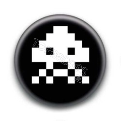 Badge Alien Pixel Noir