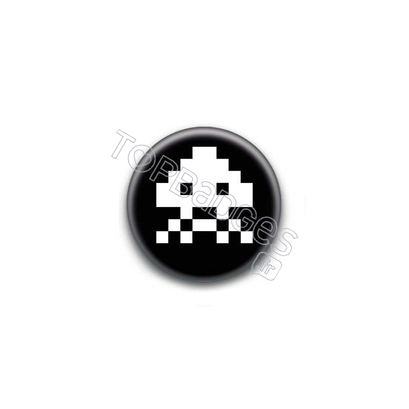 Badge Alien Pixel Noir