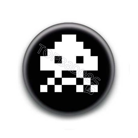 Badge Alien Pixel Noir